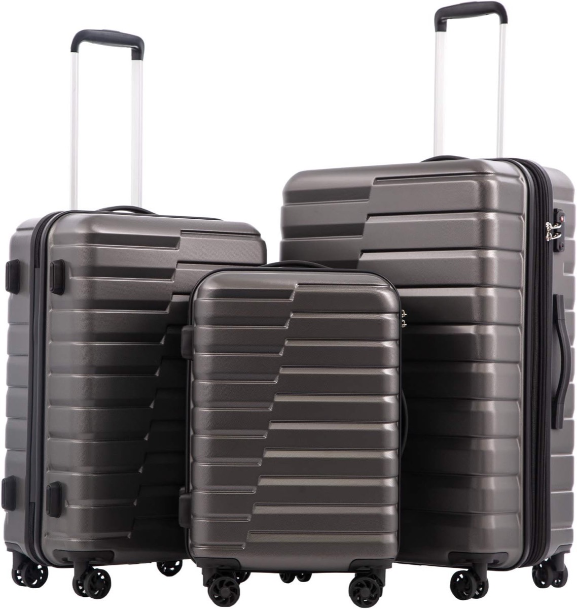 Coolife Hardside Spinner Luggage, 24" Medium Checked, checked suitcase, 26 by 18 by 10 inches