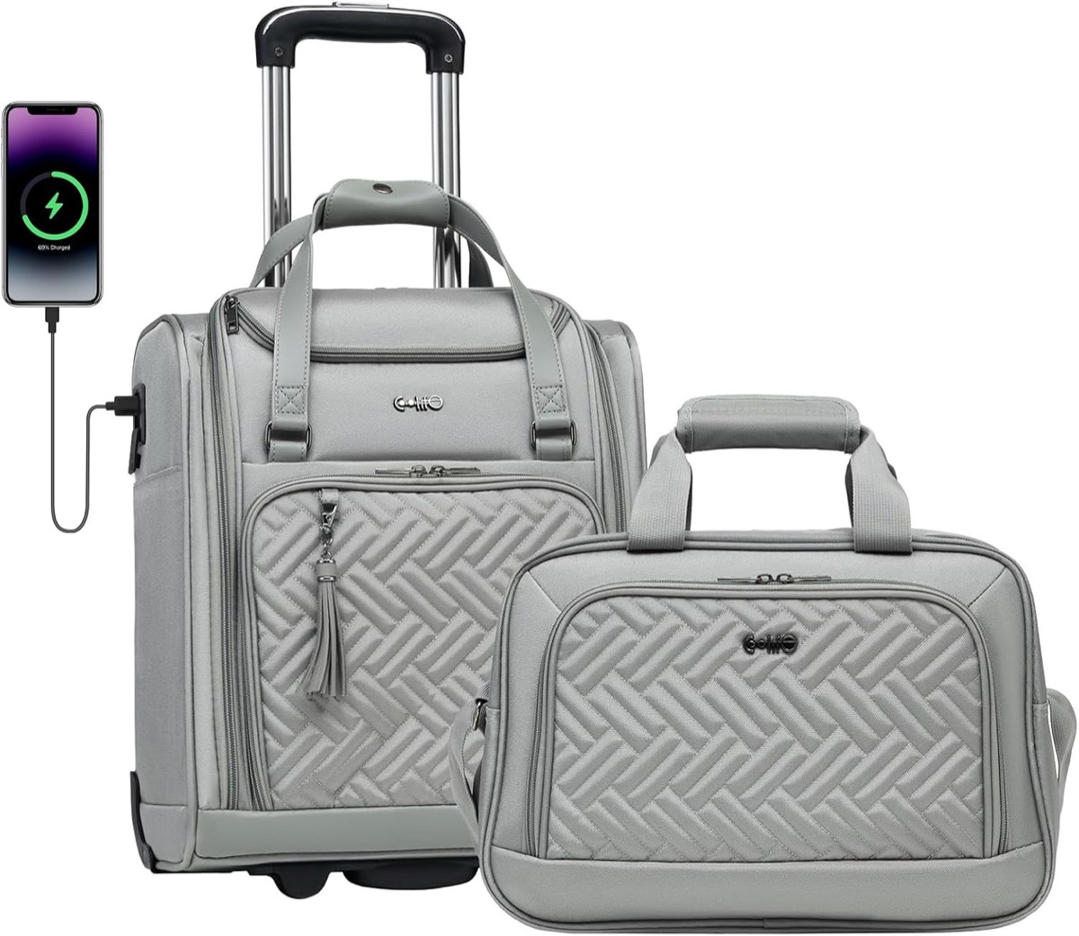 Coolife Softside Wheeled Luggage, 16" Carry-On, carry-on suitcase, 16.5 by 14.2 by 8.5 inches