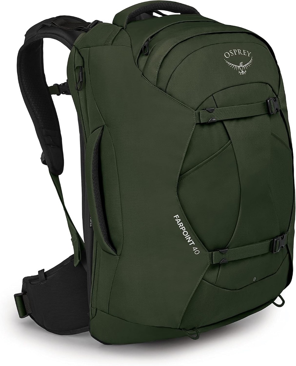 Osprey Farpoint 40 Travel Pack, carry-on suitcase, 21.7 by 13.8 by 9.1 inches